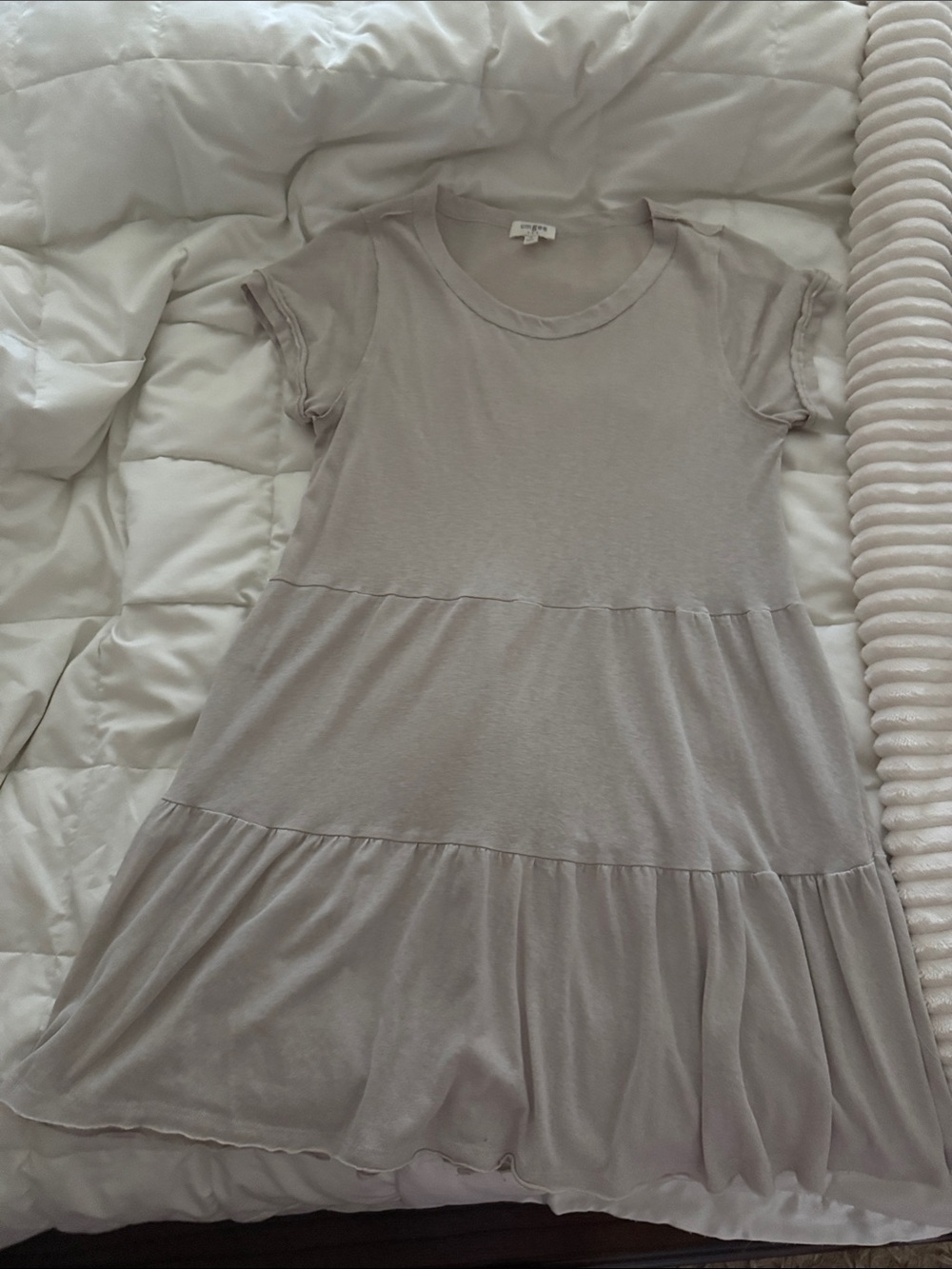 Umgee Light Gray Tiered Short Sleeve Girls Dress
